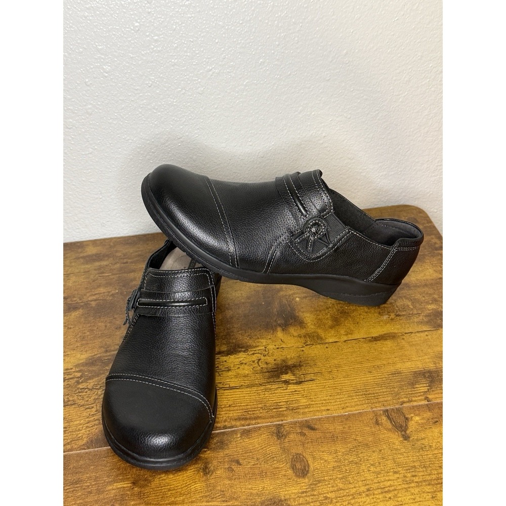 Clarks Cheyn Madi Black Loafers Slip‎ On Womens Size 9.5 M Leather 28930 Comfort